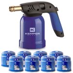 Lampe a souder coque acier allumage piezo + 8 cartouches de gaz 190gr stop gaz perçables kemper Lampe a souder coque acier allumage piezo + 8 cartouches de gaz 190gr stop gaz perçables kemper