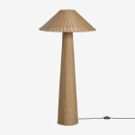 Lampe sur pied d'ext�rieur en rotin synth�tique et fer ekain marron rotin