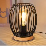 Lampe de table de chevet pour salon de chambre, noir cage mtal moderne e27 petite lumire dcorative ...