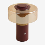 Lampe de table led sans fil pour ext�rieur en verre et fer elfriede rouge brique