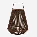 Lampe de table solaire led sans fil pour ext�rieur en fer et corde tress�e liberian marron chocolat ¿45 ...