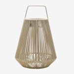 Lampe de table solaire led sans fil pour ext�rieur en fer et corde tress�e liberian tapioca beige ¿45 ...
