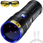 Lampe torche uv 365nm blacklight led lumi�re noire ultraviolette, lampe de poche puissante usb rechargeable ...