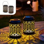 Lanterne solaire exterieur lot de 2 lampion led pour terrasse, patio ou balcon lanternes de jardin lampe ...