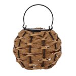 Lanterne solaire d'extrieur led tanche en boule de rotin creuse avec poigne pour dcorations de nol, ...