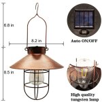 Lanterne solaire r�tro suspendue en plein air, lampe solaire vintage avec ampoule blanche chaude pour ...