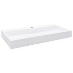 Lavabo 100x46x11 cm fonte minrale / marbre blanc