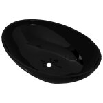 Vidaxl lavabo ovale cramique 40 x 33 cm noir
