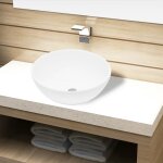 Vidaxl lavabo de salle de bain cramique rond blanc