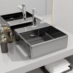 Lavabo avec trop - plein 41 x 41 x 15 cm cramique argent