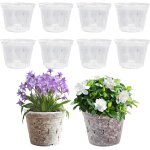 Lbgwp60 - 10 pices pot transparent orchide pots de fleurs 11cm pot plastique plante avec trous de drainage ...