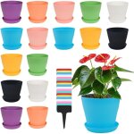 Lbgwp60 - 16 pièces pot de fleur plastique, 10cm petit pot de fleur, pots de fleurs avec plateaux, pot ... Lbgwp60 - 16 pièces pot de fleur plastique, 10cm petit pot de fleur, pots de fleurs avec plateaux, pot ...