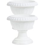 Lbgwp60 - lot de 2 pots de fleurs a urne courte blanche en plastique de mariage classique en plein air ...