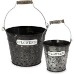 Lbgwp60 - lot de 2 pots de fleurs en zinc - aspect vieilli - dcoration vintage bohme - pour balcon, ...