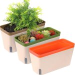 Lbgwp60 - 3 pièces pot de fleurs a arro automatique, 27cm pot de fleurs en plastique rectangulaire fleur ... Lbgwp60 - 3 pièces pot de fleurs a arro automatique, 27cm pot de fleurs en plastique rectangulaire fleur ...