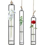 Lbgwp60 - 3 pices vase en verre fer forg, tube a essai de bouteille suspendue pour les fleurs, vase ...