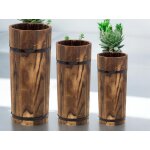 Lbgwp60 - lot de 3 pots de fleurs hauts en bois de style bambou pour dcoration intrieure et extrieure ...