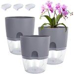 Lbgwp60 - lot de 3 pot de fleur interieur pot auto arrosant pot plante avec trous de drainage et systme ...