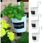 Lbgwp60 - lot de 3 pots a herbes - blanc - diamtre 15 cm - hauteur 5 cm - pour suspendre et ecrire - ...