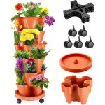 Lbgwp60 - lot de 6 pots de fleurs empilable, jardinire en tour, pot de fleurs design, couleur terre ...