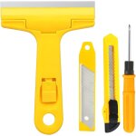Lbgwp60 - grattoir a vitre, grattoir plaque vitrocramique avec 3 lames de rechange dans la poigne, ...