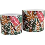 Lbgwp60 - pot plante intrieur - lot de 2 pots de fleurs en cramique avec motif feuilles de fort tropicale ...