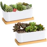 Lbgwp60 - pot de plante succulente 2 pcs, pot de plante en cramique rectangle blanc, fleur moderne, ...