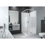 Leda - cabine de douche 1200x800 mm verre srigraphie opaque central profils blanc porte coulissante ...