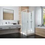 Leda - cabine de douche 800x800 mm porte pivotante verre transparent fond vert amande - izi glass 2