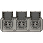 Legrand - triple prise de courant horizontale avec volet plexo complet saillie - gris