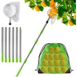 Letnerny - 2. 4m cueille fruit telescopique, ramasse pomme inox et sac de rangement, poteau r�glable ...