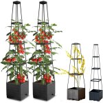 Letnerny - lot de 2 jardinières surélevées avec treillis, métal obélisque avec jardinière pour plantes ... Letnerny - lot de 2 jardinières surélevées avec treillis, métal obélisque avec jardinière pour plantes ...