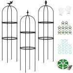 Letnerny - lot de 3 obélisques de jardin en métal pour plantes grimpantes, cadre de support en métal ... Letnerny - lot de 3 obélisques de jardin en métal pour plantes grimpantes, cadre de support en métal ...