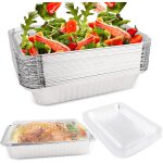 Letnerny - lot de 30 barquettes en aluminium avec couvercle - argent - jetables - pour le stockage des ...