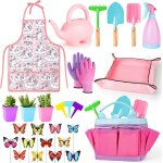 Letnerny - ensemble d'outils de jardinage, comprenant une pelle sre, un rteau, une fourche, des gants, ...