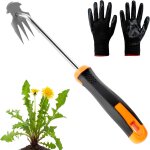 Letnerny - outil de désherbage manuel en acier inoxydable avec gants, outil de désherbage manuel a 4 ... Letnerny - outil de désherbage manuel en acier inoxydable avec gants, outil de désherbage manuel a 4 ...