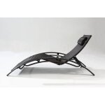 Limea transat noir ajustable et empilable 1 place avec pieds acier