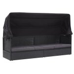 Lit - canap d'extrieur avec auvent rsine tresse noir