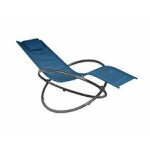Lit de soleil de jardin pliant cercle en acier - toile tendue en tpep - anthracite / bleu