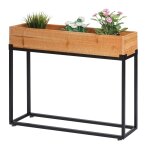 Lit sur�lev� hwc - l32, bac a plantes bac a fleurs bac a l�gumes, bois - acier 62x80x16cm ch�ssis noir, ...