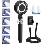 Lkjkj - pommeau de douche avec tuyau de 1, 5 m, douchette  conomie d'eau, 5 types de jet haute pression, ...