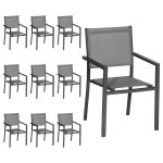 Lot de 10 chaises en aluminium anthracite - textil�ne gris