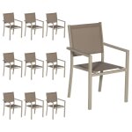 Lot de 10 chaises en aluminium taupe - textil�ne taupe
