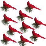 Lot de 10 decorations de sapin de nol a clipser en forme d'oiseaux rouges et cardinaux, oiseaux artificiels ...