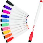 Lot de 10 marqueurs multicolores effa�ables a sec pour tableau blanc, pointe fine avec gomme, fournitures ...