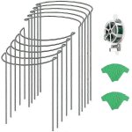 Lot de 10 tuteurs de jardin en mtal avec etiquette de plantation, attache torsade de 164 pieds, cage ...
