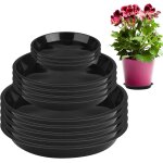 Lot de 12 dessous de pot de fleurs - 14 / 18 / 21 cm - en plastique - ronds - pour plantes, fleurs, jardin ...