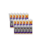 Lot de 12 mastic silicone sika sikaseal 109 menuiserie - blanc pvc - 300ml