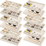 Lot de 12 plateaux a bijoux en velours de qualit suprieure, empilables, 21 x 12, 7 x 2, 5 cm, pour ...