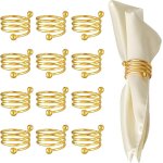 Lot de 12 ronds de serviette dor�s et serviettes en satin, comprenant 12 serviettes en satin, rond de ...